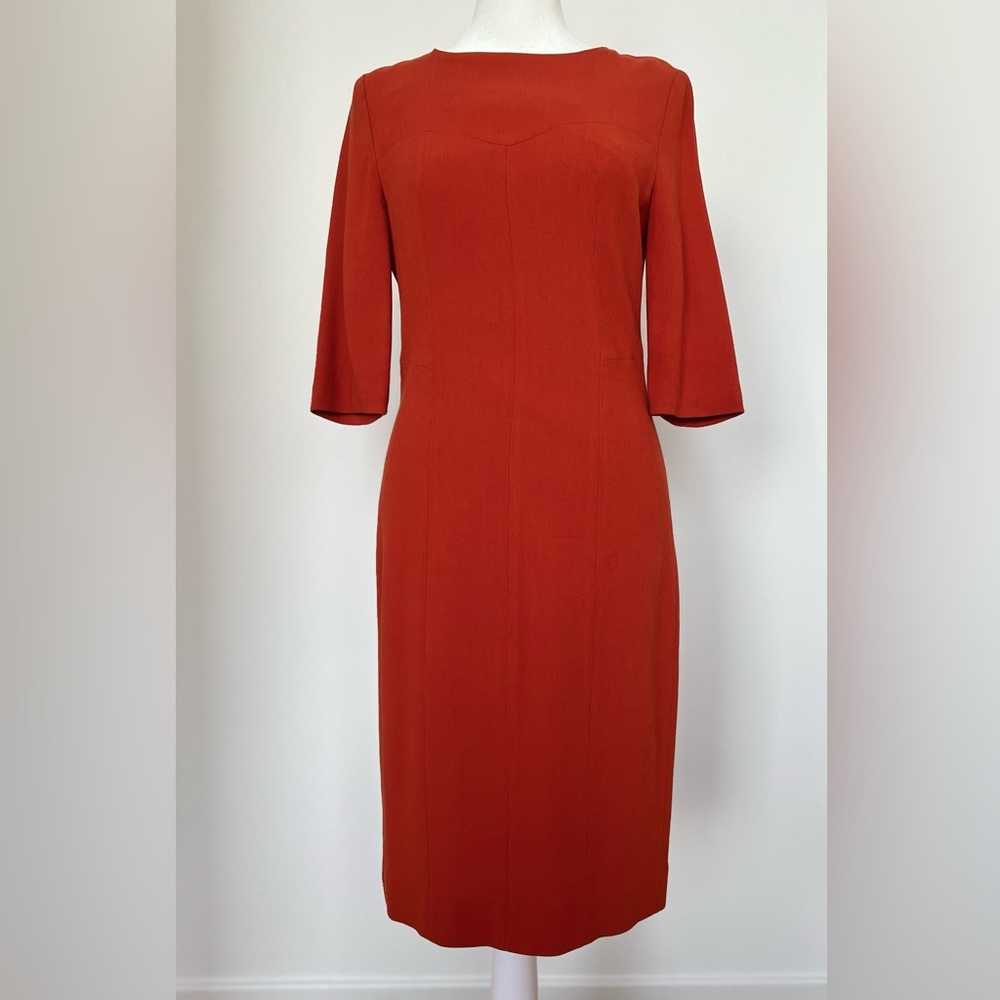 Hobbs London timeless Burnt Orange sheath dress US Size 4